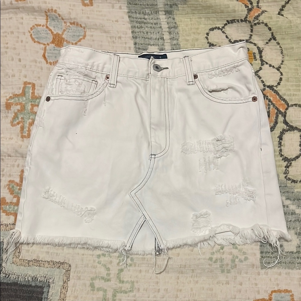 Lucky Brand White Distressed Denim Skirt